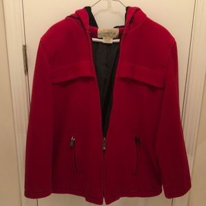 St. John bay red wool coat with hood